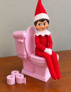 Elf on the Shelf Pink Mini Toilet with Pink Toilet Paper Scene (Elf is NOT included)
