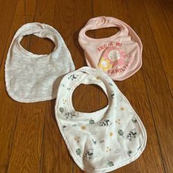 3 pack of white and pink baby bibs #babyessentials