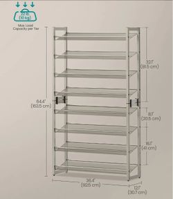 SONGMICS 8-Tier Metal Shoe Rack Shoe Orgainzer - Beige