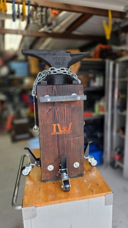 Mobile Blacksmith Station Anvil and Wood Stand Bundle.