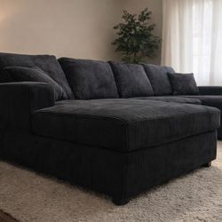 Oversized Corduroy Sectional Sofa – Black or Gray Couch In Stock Now