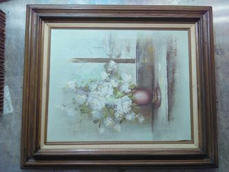 Flowers. Still Life. Original Vintage PAINTING Oil Canvas