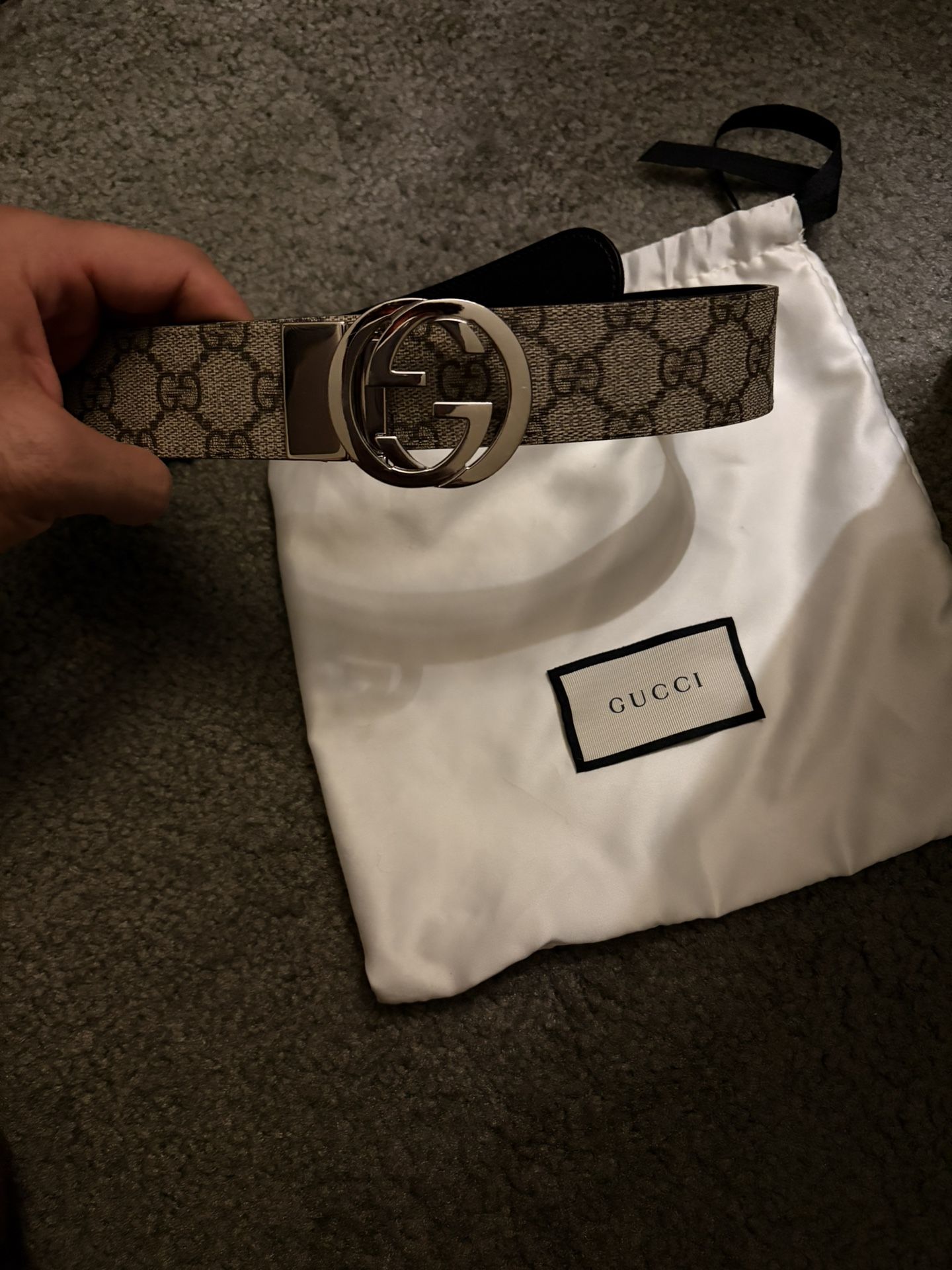 Gucci Reversible Belt ( GG Supreme / Black Leather )