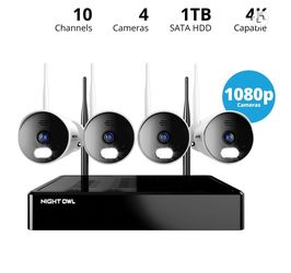 Night Owl 10 Channel 4K Wi-Fi NVR with 1TB Hard Drive + 4 Wi-Fi IP 1080p -Sealed