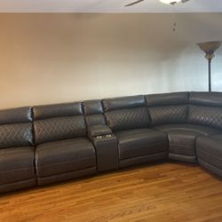 Leather reclining sectional