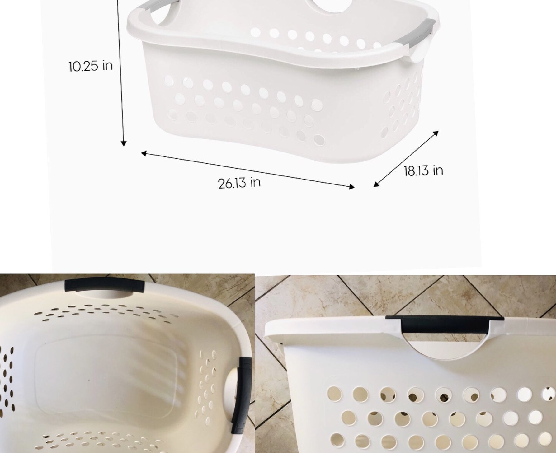 New IRIS USA, Inc. HLB-1 Comfort Carry Laundry Basket, White(pick up only)