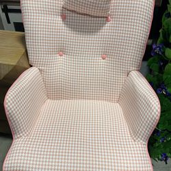 35.5 inch Rocking Chair, Reading Chair, Balcony Chair,Soft Houndstooth Fabric Leather Fabric Rocking Chair for Nursery, Comfy Wingback Glider Rocker f