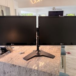 Dual LG IPS 23” monitors with stand