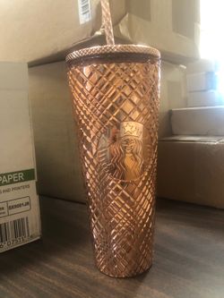 Starbucks Rose Gold Diamond Tumbler with Straw