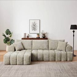 108.3'' Chenille L-Shape Luxury Sectional Oversized Sofa,Mnimalist Design,Comfy Sleeper Couch Left F