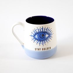 Stay Golden Psychic Eye Blue Ceramic Coffee Mug Tea Cup