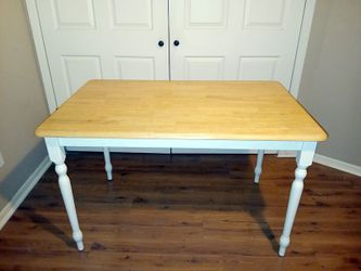 Farmhouse Dining Table 30x48 – White Base / Wood Top – Seats 2–4