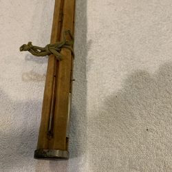 Old bamboo fly rod 3 sections with one extra tip section. 34 1/2 inch sections and one tip section 34 inches guides seem good overall looks good. 140 