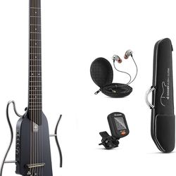 Donner HUSH-I Guitar For Travel - Portable Ultra-Light and Quiet Performance Headless Acoustic-Electric Guitar, Maple Body with Removable Frames, Gig 