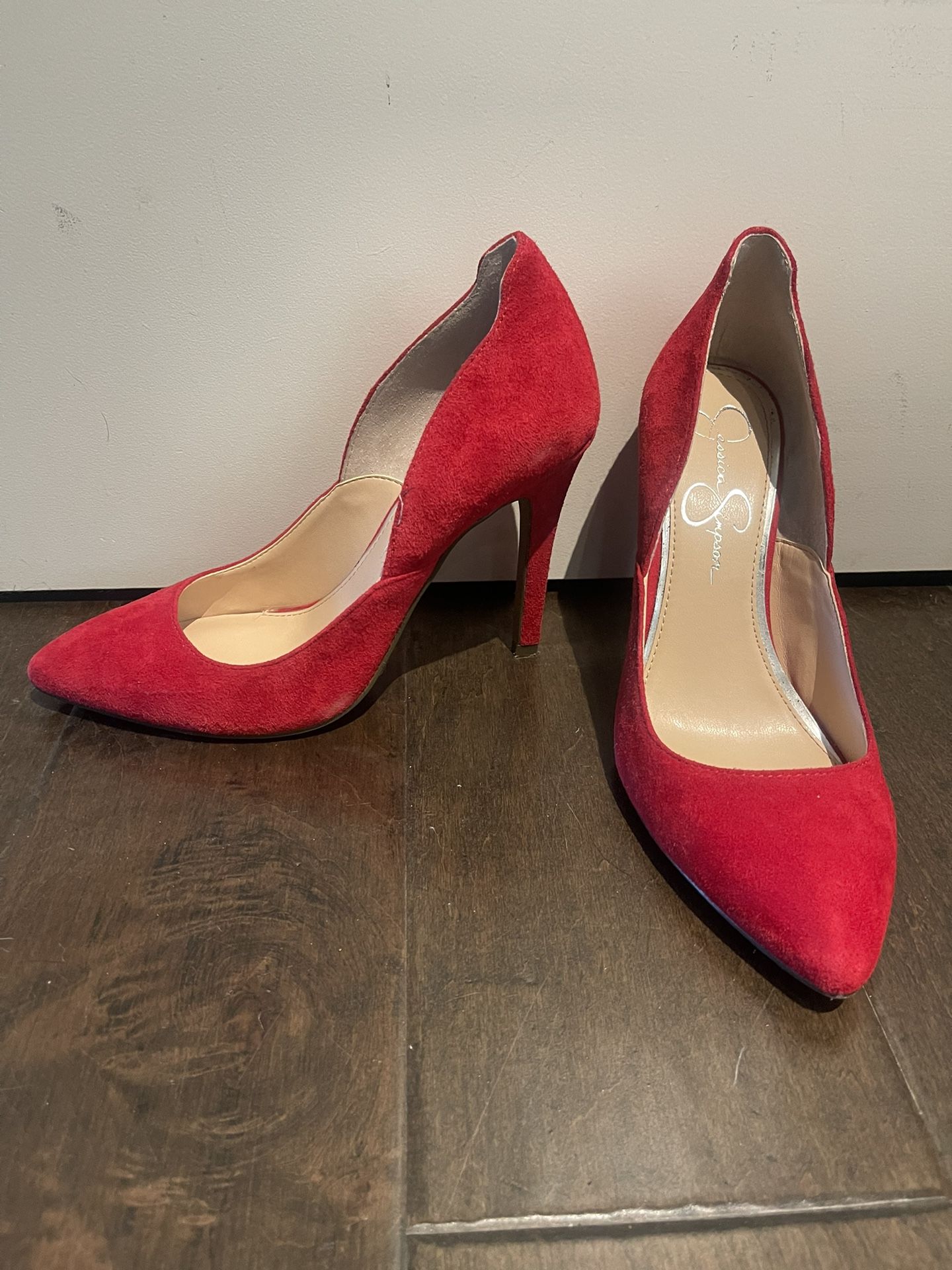 High Heels Pumps Red Jessica Simpson Dress/Wedding Shoes 4 inch heel Size 6M Worn one time