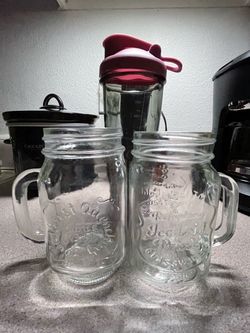 Mason Jar Glass Mugs Set of 2