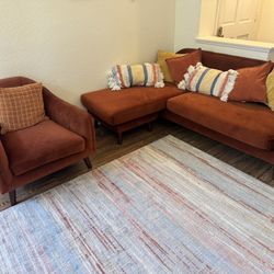 Sofa, Chaise, Armchair, Rug, Pillow Set
