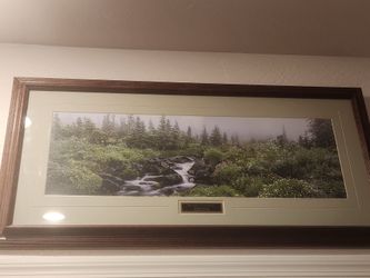Beautiful set of two framed landscape prints featuring nature scenes