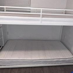 Twin Over Twin Bunk Bed - LifeSky Metal Low Profile Bunkbed with Side Ladder White