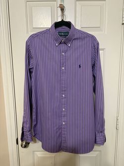 Ralph Lauren Purple Striped Button Down Shirt Men's L (16 34/35)