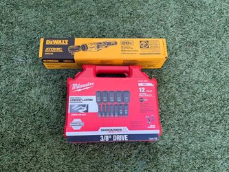 DEWALT 20V MAX 3/8" Cordless Ratchet + Milwaukee 12-Piece Impact Socket Set - Brand New