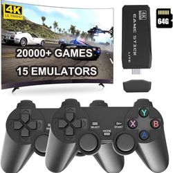 Wireless Retro Game Console Stick, 4K HDMI Output & Dual 2.4G Wireless Controllers with 20000+ Games, Plug & Play Video Game Console,Ideal Gift for Ga