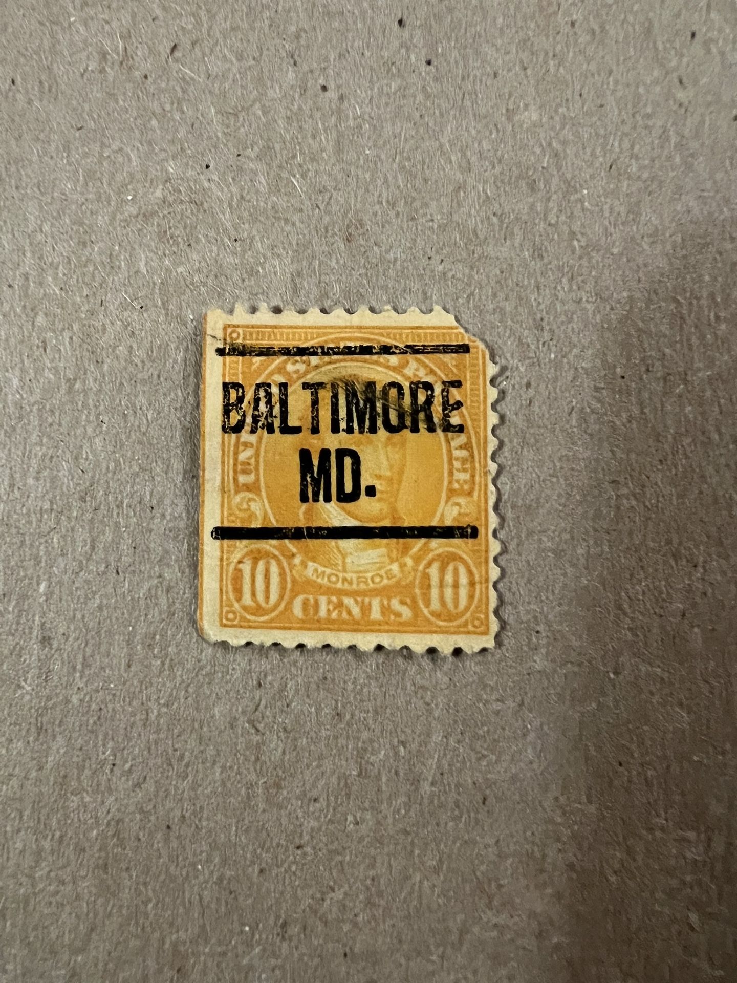 1923 James Monroe 10 Cent Stamp