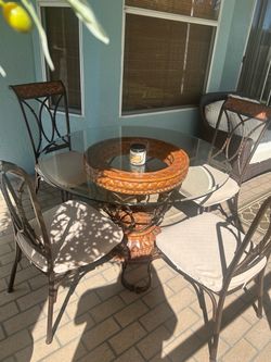 5-Piece Round Glass-Top Dining Set