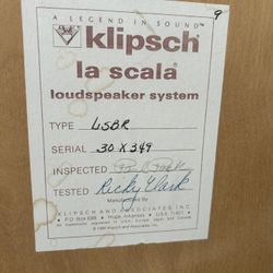 Klipsch La Scala speakers 