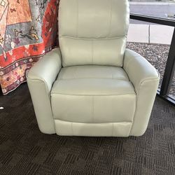 White Leather Power Recliner 