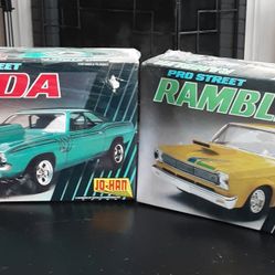 2 Factory Sealed 1/25 JO-HAN Models  1 Pro Street RAMBLER and 1 Pro Street 'CUDA