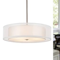 New In Box Large White Chandelier, Light Fixture, Silver Lamp