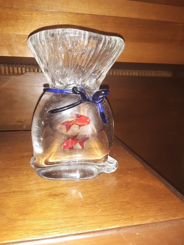 Vintage Murano Two Fish And A Glass Bag