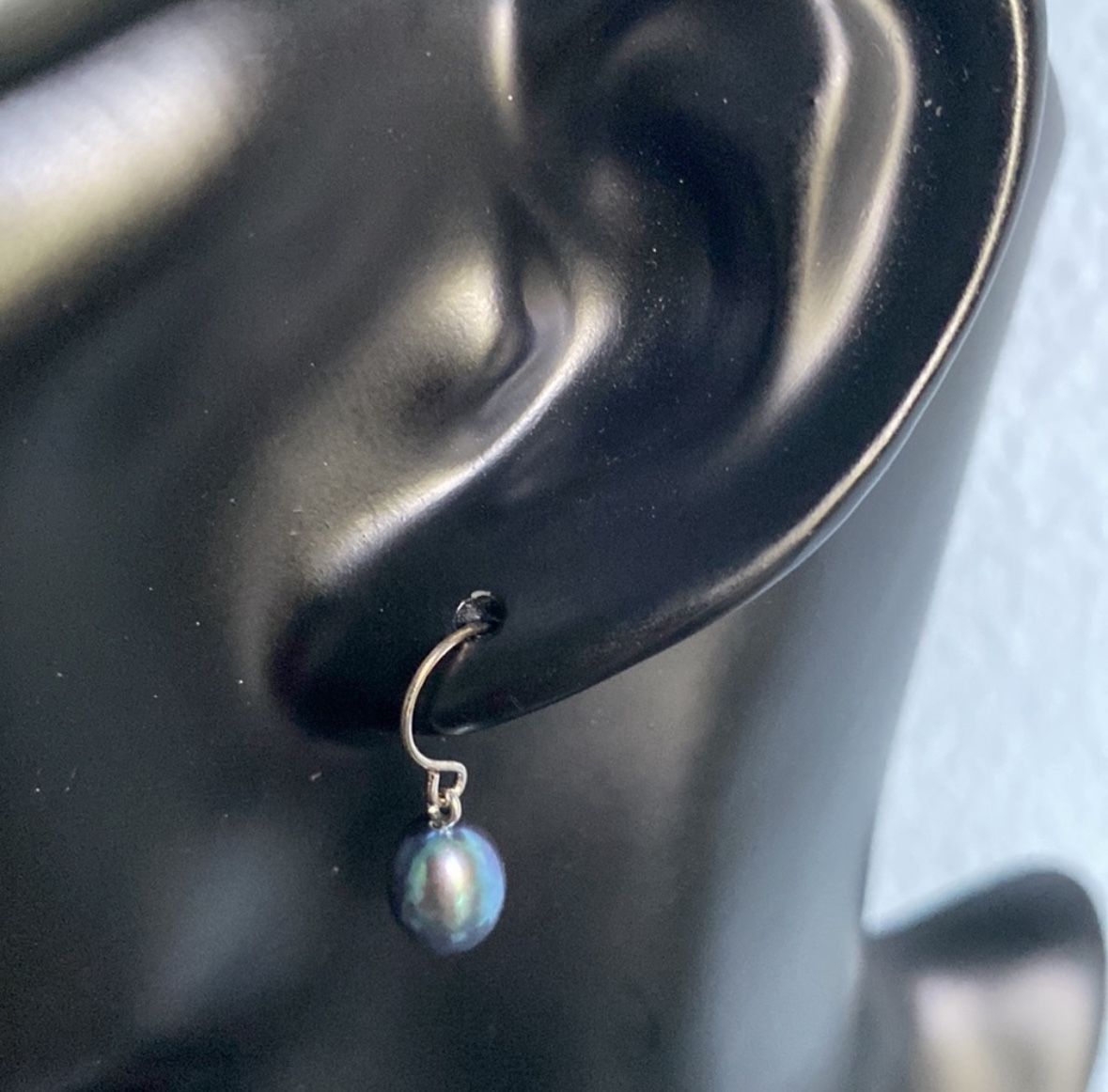 NEW from Macy’s Steel Blue Faux Pearl And Sterling Silver Earrings