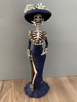 HaDay of The Dead Ceramic Sculpture, 13.5 inches Tall, Catrina, Calaca  Halloween Gift