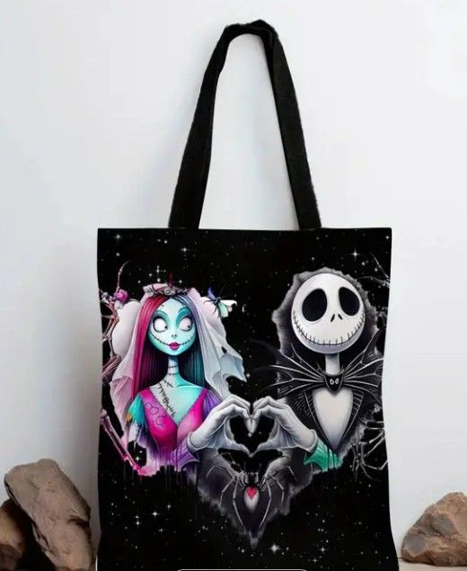 Women's Tote Bag - Jack Skellington 2D Flat Printing, Simple - Lightweight Hemp