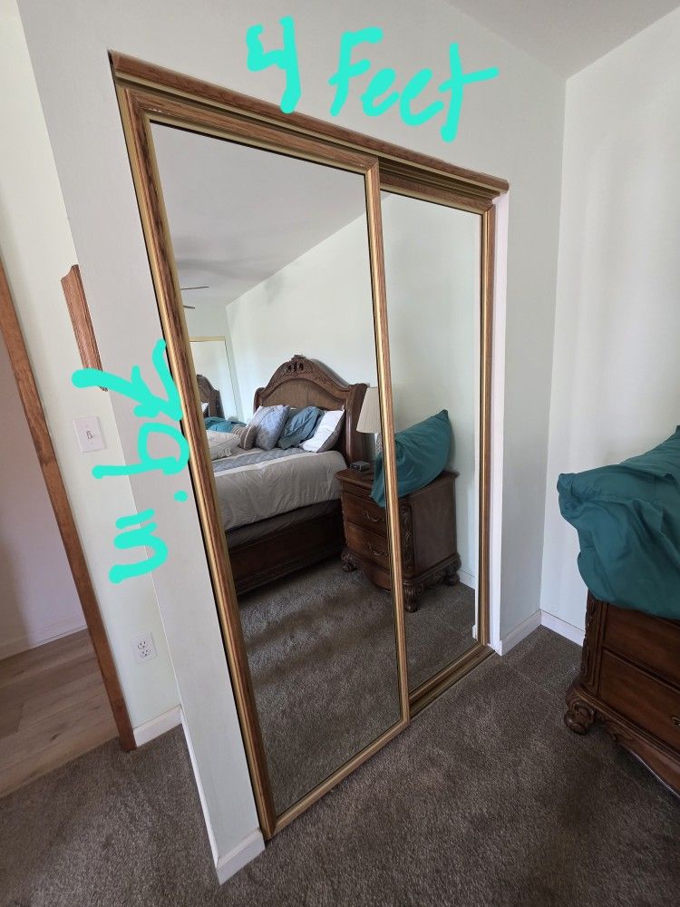 Small Mirrored Closet Door Set 4ft X 79inches