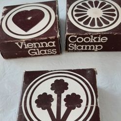 3 Vintage Kuebler Vienna Glass Cookie Stamps