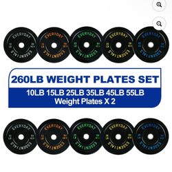 260lb Rubber Gym Plates Set