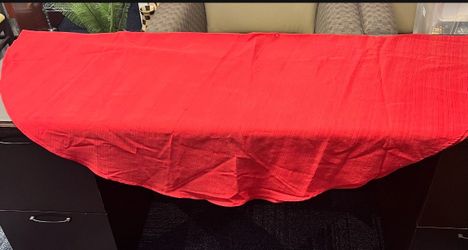 Round Red Table Cloth  – approx 60 Inches Long (see photos)