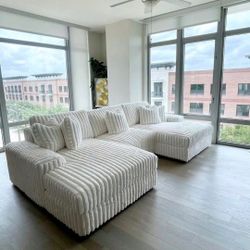 Take Home Pay Later Only $39 Down Payment 🌟 Living Room Furniture Modular Corduroy Sectional Couch Set 🌟