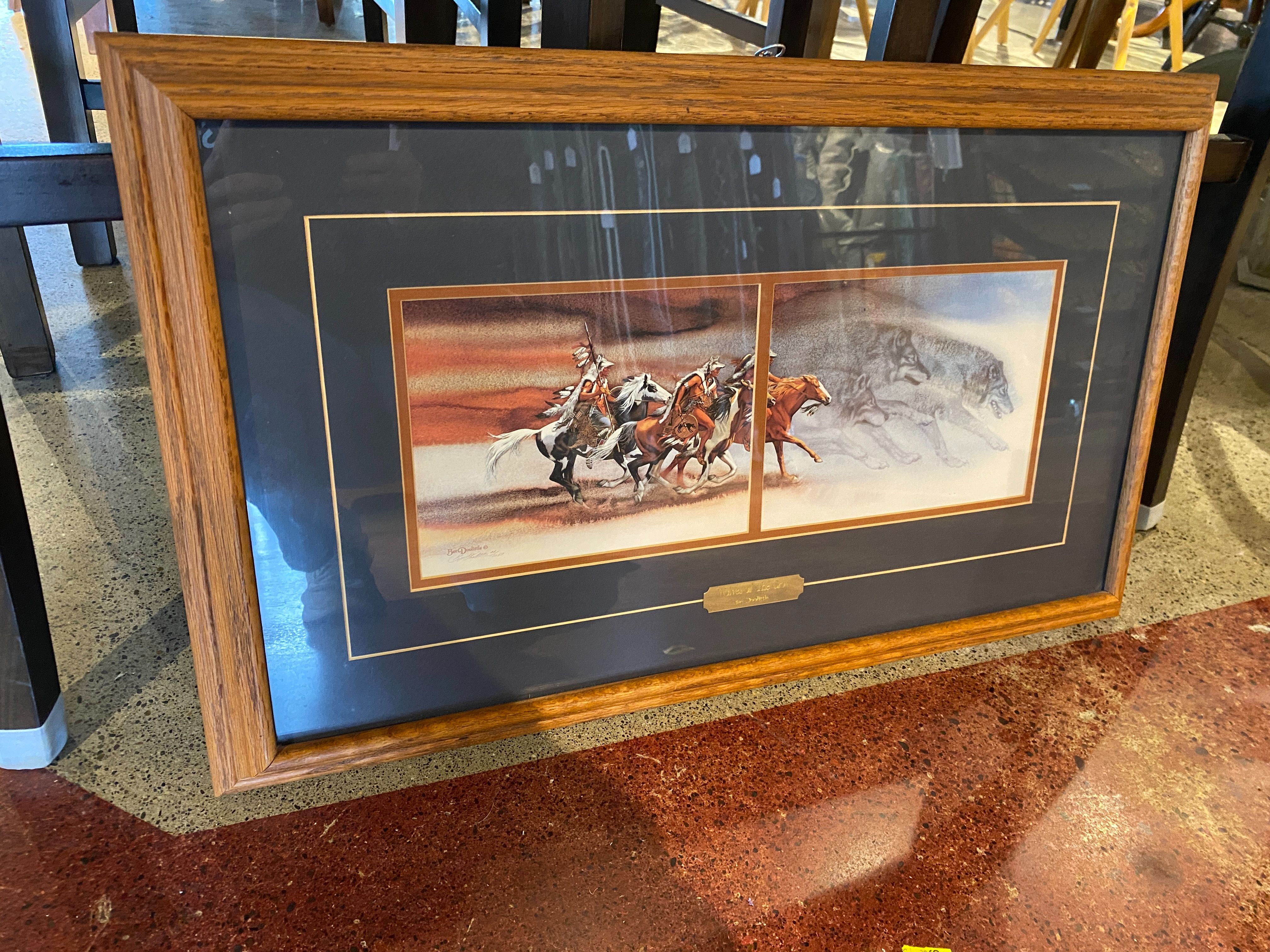 Print – Wolves of the Crow with Oak Frame