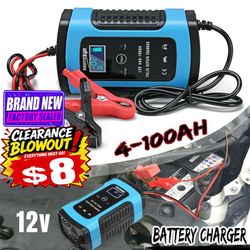 12V 6A Pulse Repair Battery Charger for Car Motorcycle AGM GEL WET Lead Acid LCD