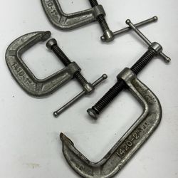 Lot 3 C Clamps 1" 2" IRWIN M410 M420 Vintage Metal Made in USA Tools