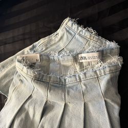 Zara Denim Low-rise Skirt