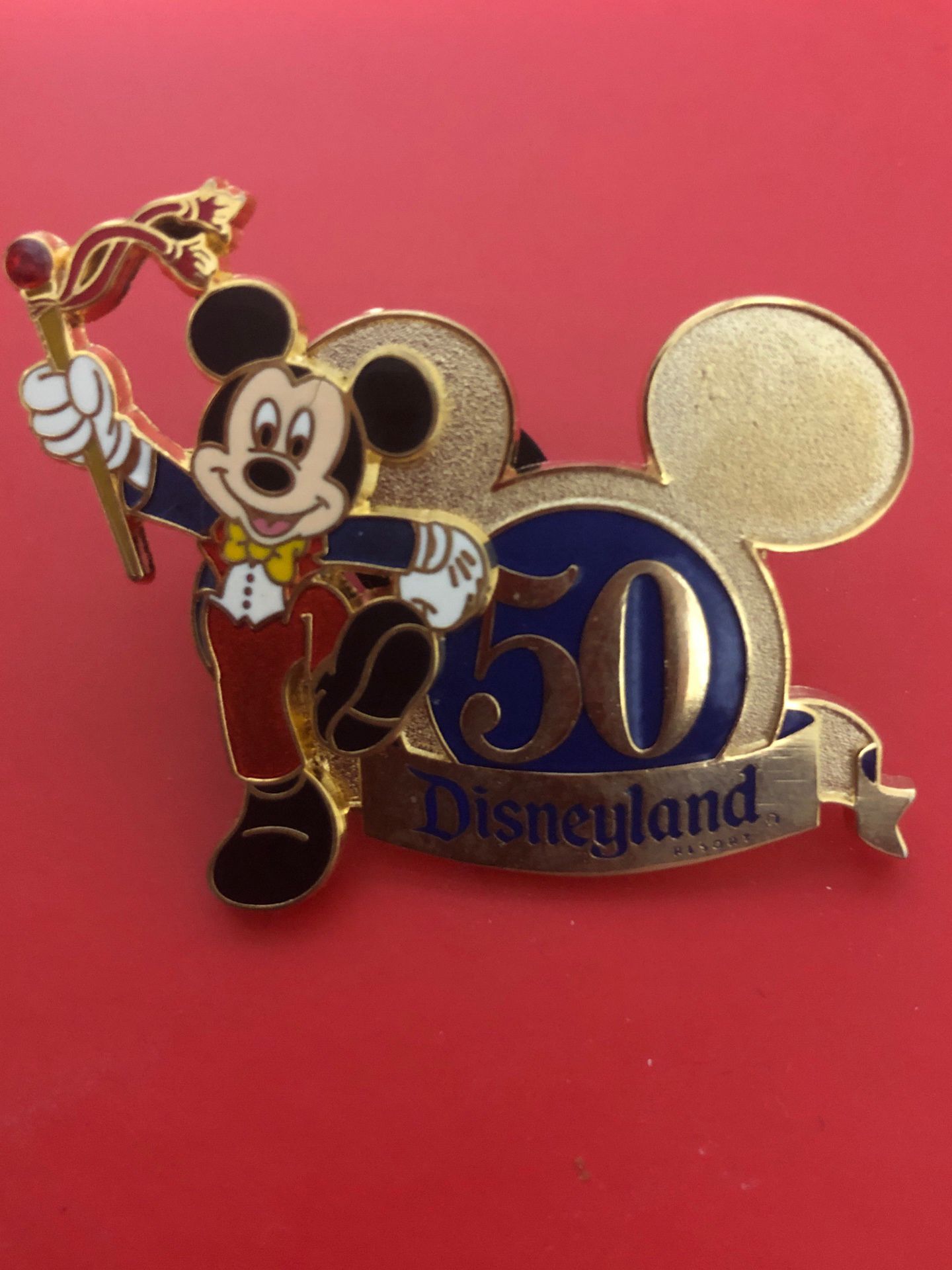 Disneyland 50th Anniversary Pin: Mickey Holding Baton