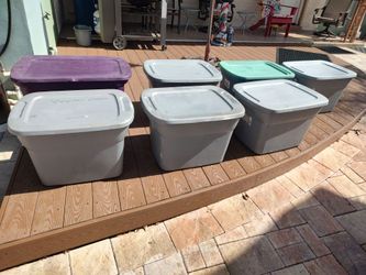 Seven Totes Storage Bins Containers with Lids