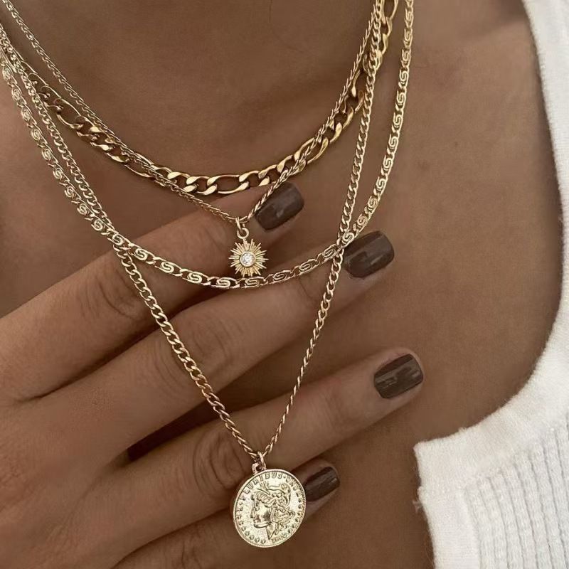 ALL NEW Necklace – Punk-Inspired Streetwear Pendant Necklace for Women, Multi-Layer Exaggerated Collarbone Chain