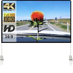 Projector Screen with Stand 120 inch Portable Projection Screen 16:9 4K HD Rear Front Projections Movies Screen with Carry Bag for Indoor Outdoor Home