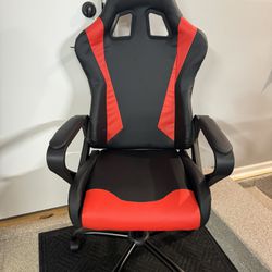 Brand New Black/Red Bonded Leather Tall Back Height Adjustable Reclining Gaming Chair 